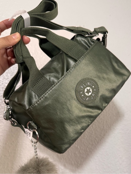 Kipling Handbags - Kipling Small odette Olive Green Bag with Pom Keychain